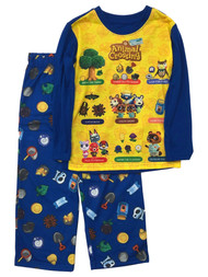 Animal Crossings Boys Long Blue Pajamas T-Shirt & Pants Sleep Set