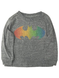 DC Comics Infant & Toddler Boys Long Gray Batman Rainbow Tee Shirt T-Shirt