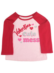 Infant & Toddler Girls Pink & Red Valentine's Day Cute Mess Hearts Tee Shirt