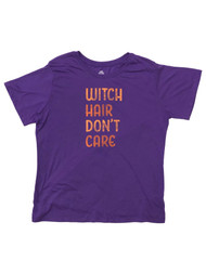 Womens Purple Witch Hair Don't Care Halloween T-Shirt Tee Shirt Top