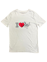 Boys White Short Sleeve I Love You Shark Valentine Tee Shirt T-Shirt