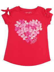 JoJo Siwa Girls Red & Pink Bow Bouquet Sparkly Valentines Day T-Shirt