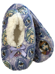 Disney Frozen Girls Purple Sparkle Sherpa Ballet Slippers House Shoes S-M 8-13