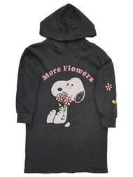 Peanuts Girls Snoopy Woodstock Gray & Pink More Flowers Dress w/ Hood