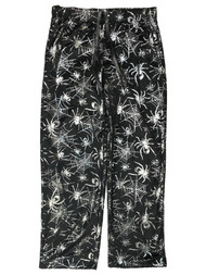 Womens Black & Silver Spider Halloween Sleep Pants Pajama Bottoms