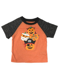 Toddler Boys Orange Stripe Pumpkin Pirate Mummy Halloween Tee Shirt T-Shirt