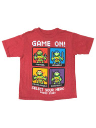 TMNT Boys Red Game On T-Shirt Teenage Mutant Ninja Turtles Tee Shirt XS (4-5)