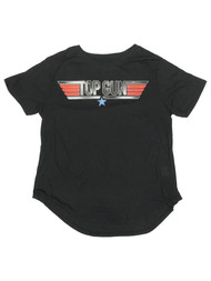 Top Gun Junior Womens Black Poly/Rayon Blend Short Sleeve T-Shirt Shirt