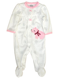 Carters Infant Girls White Polar Bear Holiday Sleeper Pajama Sleep & Play