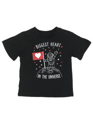 Infant & Toddler Boys Short Black Biggest Heart in Universe Valentine Shirt