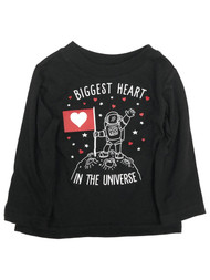 Infant & Toddler Boys Long Black Biggest Heart in Universe Valentine Shirt