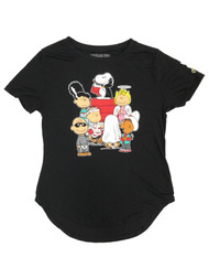 Peanuts Junior Womens Black Snoopy & Charlie Brown Halloween Tee Shirt
