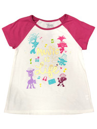 Trolls World Tour Movie Girls White & Pink Music is Life T-Shirt Shirt