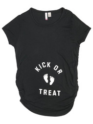 Womens Black Kick or Treat Maternity Halloween Tee Shirt T-Shirt