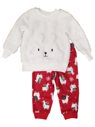 Infant Girls Christmas Holiday Llamas & Presents Warm Cozy Pajamas Sleep Set 18M