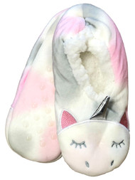 Girls Rainbow Sherpa Unicorn Ballet Slippers House Shoes M/L (13-4)