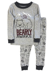 Toddler Boys Gray Cotton Bearly Awake Pajamas Bear Moose Fox Sleep Set