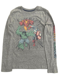 Sonoma Marvel Avengers Boys Long Gray Hulk Iron Man T-Shirt Tee Shirt