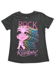 Trolls World Tour Girls Gray Poppy Rock the Rainbow T-Shirt Tee Shirt