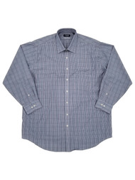 Chaps Mens Navy Plaid Big Fit Non Iron Flex Collar Dress Shirt