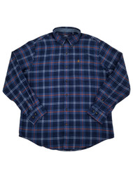 IZOD Mens Peacoat Blue Plaid Long Sleeve Button-Down Flannel Shirt