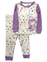Infant & Toddler Girls Purple Floral Cotton Baby Owl Pajamas Sleep Set