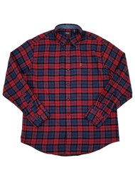 IZOD Mens Red & Blue Plaid Long Sleeve Button-Down Flannel Shirt Large