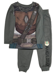 Star Wars Boys Caped Gray Mandalorian Pajamas T-Shirt & Bottoms Sleep Set
