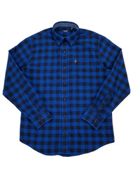 IZOD Mens Blue & Black Plaid Long Sleeve Button-Down Flannel Shirt