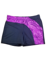 Girls Purple & Black Sparkly Athletic Gymnastics Gym Spandex Shorts