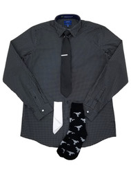 Apt. 9 Mens Black White Spots 6-Piece Slim Fit Dress Shirt Set