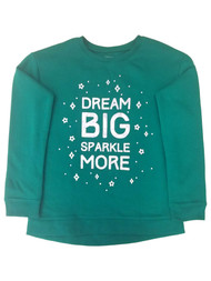 Jumping Beans Girls Green Dream Big Sparkle More Fleece Lined Sweatshirt