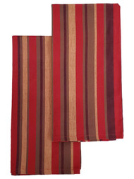 Virah Bellah Red & Gold Mason Stripe Kitchen Towel Set - 2 Dish Towels
