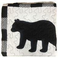 Virah Bella Bear Black & White Plaid Quilted Throw Blanket - Checked 50" x 60"