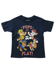Paw Patrol Boys Blue Short Sleeve Pups At Play T-Shirt Puppy Dog Tee Shirt