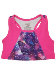 Girls Pink & Purple Patterned Athletic Sports Bra Active Wear