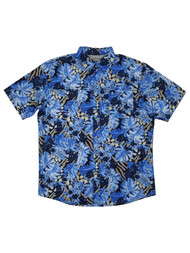 G.H. Bass & Co. Mens Nebulas Blue Hawaiian Untucked Button-Down Shirt