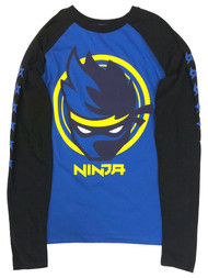 Ninja Boys Blue & Black Long Sleeve Video Game Tee Shirt Gamer T-Shirt
