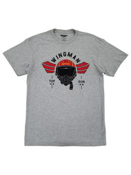 Topgun Mens Heather Gray Wingman Graphic Tee Short Sleeve T-Shirt