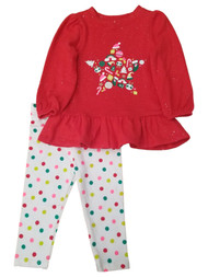 Infant & Toddler Girls Christmas Outfit Festive Red Shirt Polka Dot Pants