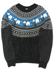 Womens Soft Black & Blue Sparkle Polar Bear Christmas Holiday Sweater