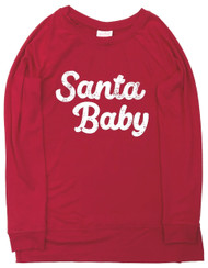 Isabel Maternity Womens Red Santa Baby Christmas Holiday Sweatshirt Tee