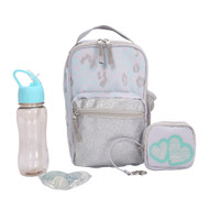 CRCKT 4 Piece Silver Leopard, Lunch Box Set, Insulated Lunch Bag Lunchbox
