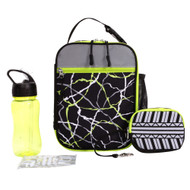 CRCKT 4 Piece Black & Lime Geo, Lunch Box Set, Insulated Lunch Bag Lunchbox