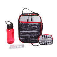 CRCKT 4 Piece Black & Red Geo, Lunch Box Set, Insulated Lunch Bag Lunchbox
