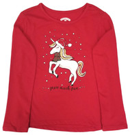 Girls Christmas Unicorn Snow Much Fun Long-Sleeved Tee Shirt T-Shirt