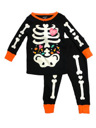 Carters Toddler Girls Black Skeleton With Candy Cotton Halloween Pajamas 12m