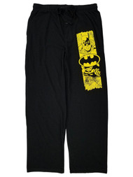 Batman Mens Black & Yellow Lounge Pant Sleep Pants Pajama Bottoms