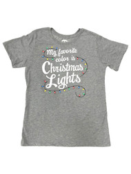 Womens Gray My Favorite Color Christmas Lights Holiday T-Shirt Tee Shirt
