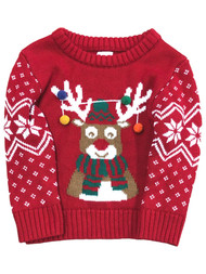 Infant & Toddler Boys & Girls Red Reindeer Christmas Holiday Sweater